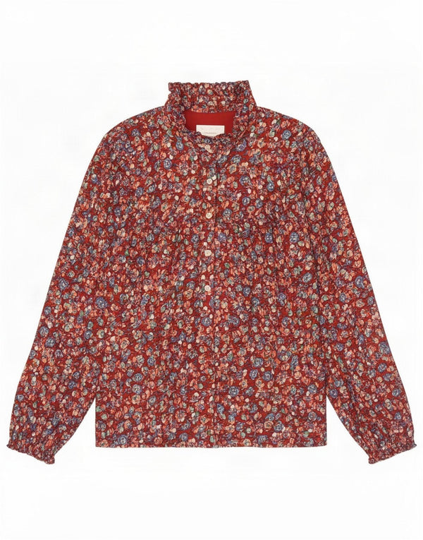 Cămașă pulover pentru femei Anthropologie UK 12 Medium Red Floral Viscose