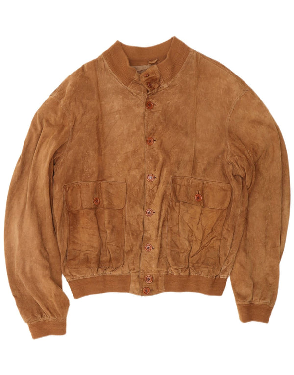 Bomber vintage pentru bărbați din piele intoarsa UK 40 mare maro