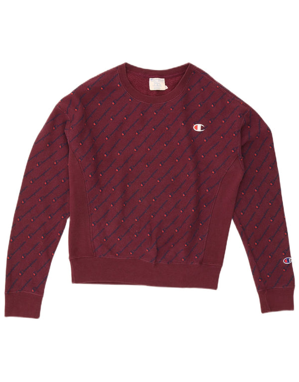 Pulover supradimensionat cu grafic pentru femei Champion UK 10 Burgundy mic