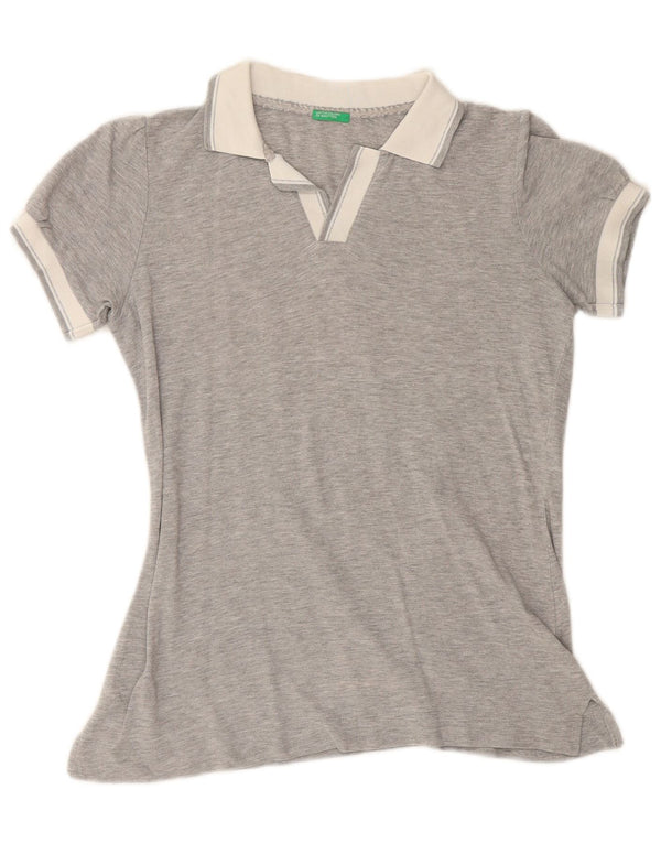 BENETTON Tricou polo pentru femei UK 14 Gri mediu