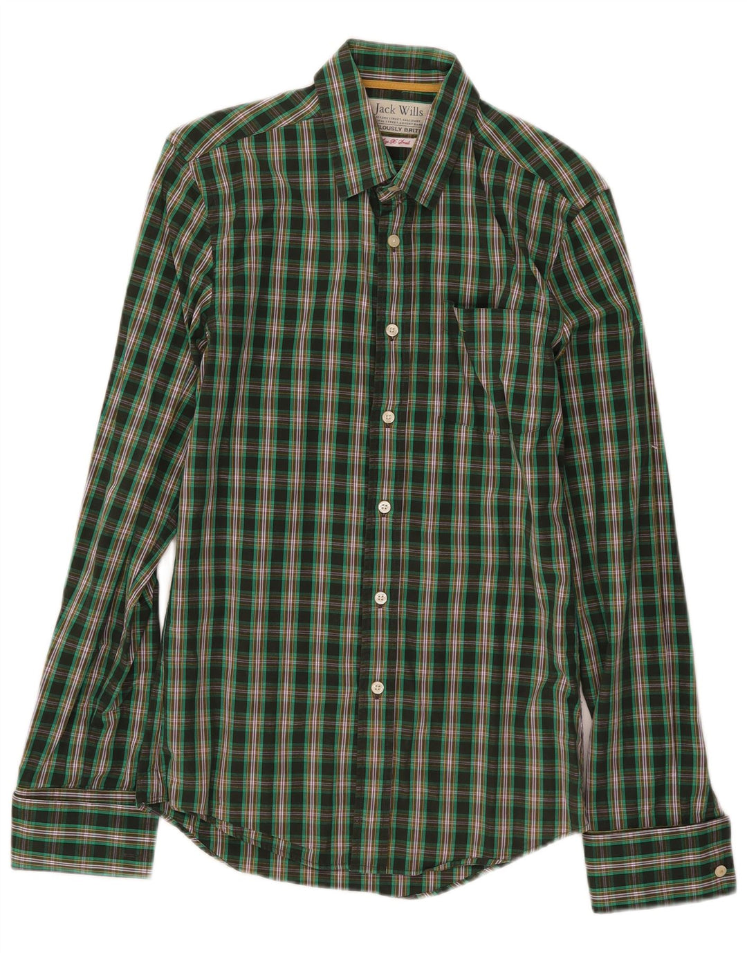 Cămașă Jack Wills pentru bărbați XS, bumbac cu carouri verde