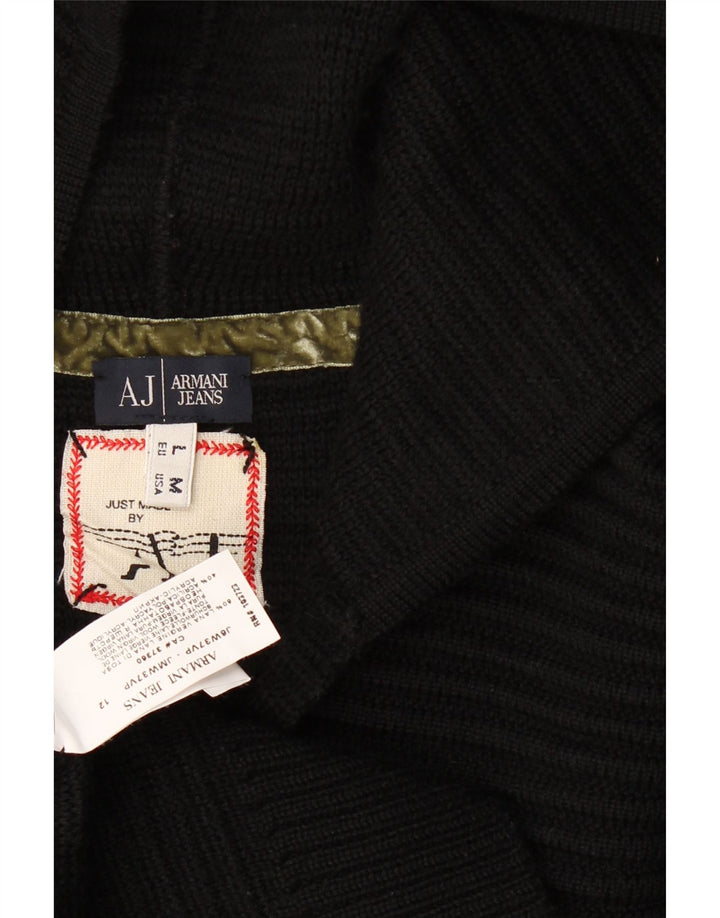 Pulover cu glugă pentru femei Armani Jeans UK 14 Lână neagră medie