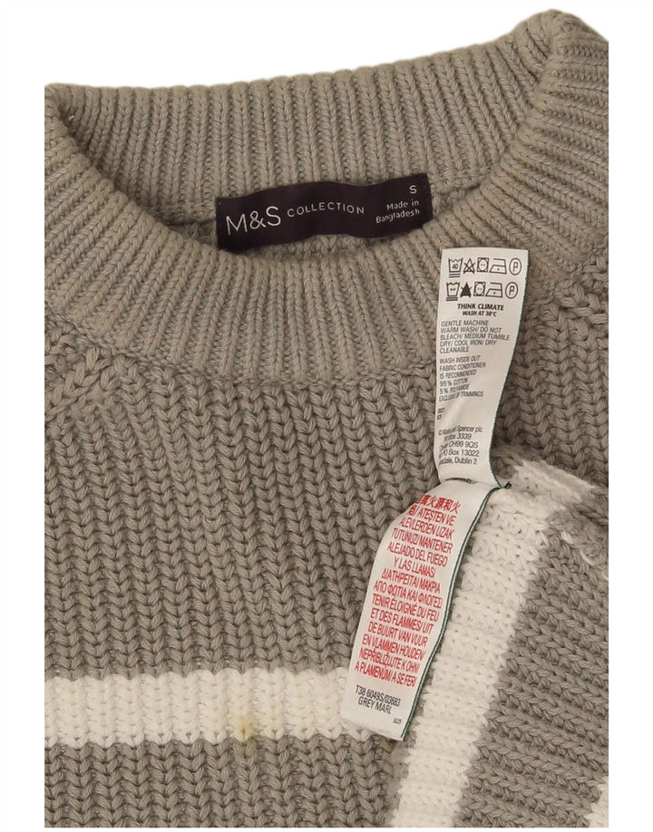 Pulover pentru femei Marks & Spencer cu decolteu triplu UK 10 mic, gri cu dungi