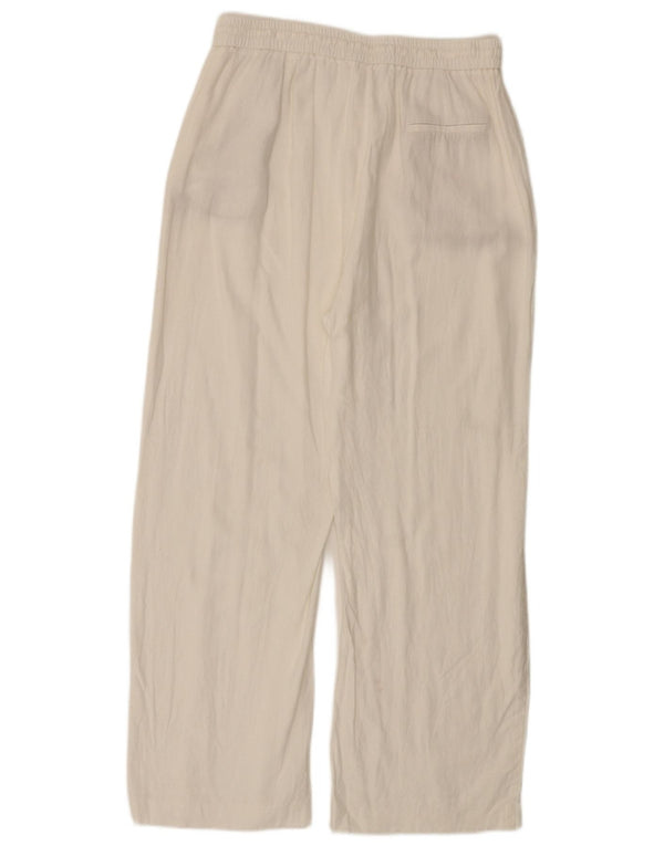 Pantaloni casual pentru femei cu picioare largi Zara L30 L28 Alb Viscoza