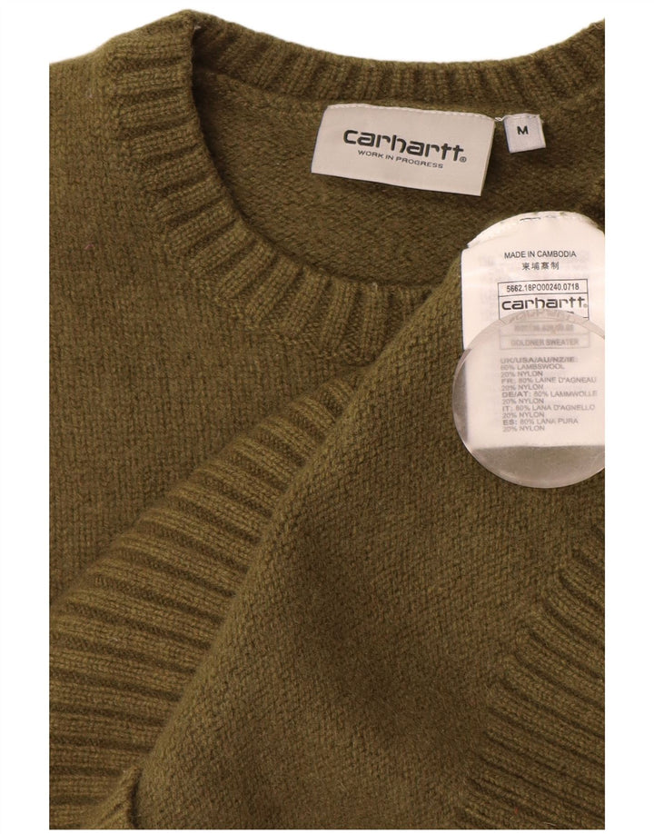 Pulover pentru bărbați CARHARTT cu gâtul turnat, lână de miel cu dungi kaki mediu