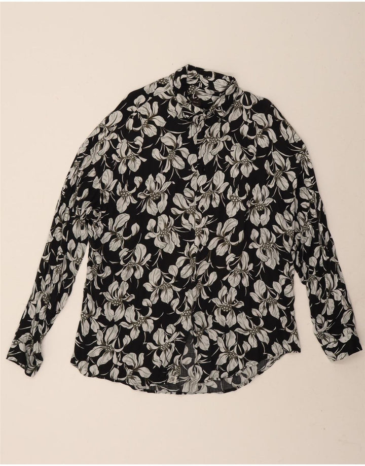 Cămașă pentru bărbați Zara Slim Fit, mare, neagră, florală