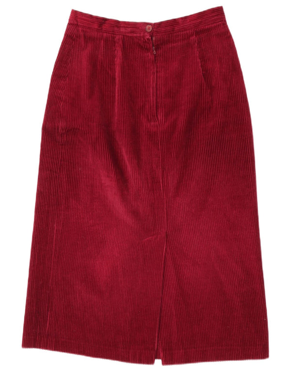 Fusta Vintage pentru femei din velur UK 14 Medium W28 Bumbac Burgundy