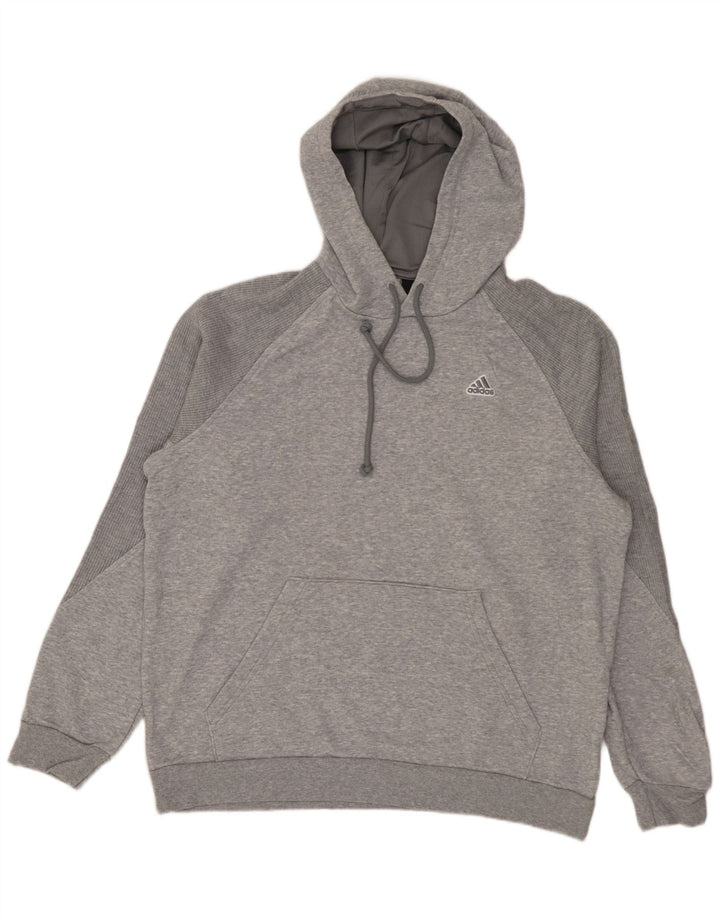 Pulover Adidas pentru bărbați, bumbac cu pete, gri mediu