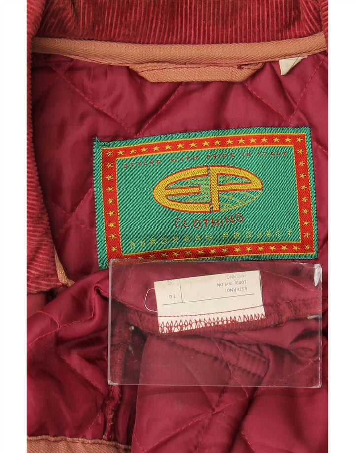 Jachetă matlasată pentru bărbați de epocă UK 36 Nylon mic Bordeaux