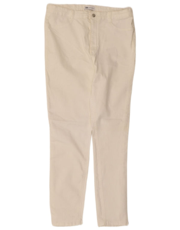 Pantaloni casual slim pentru femei Zara EU 46 2XL L36 L28 Bumbac alb