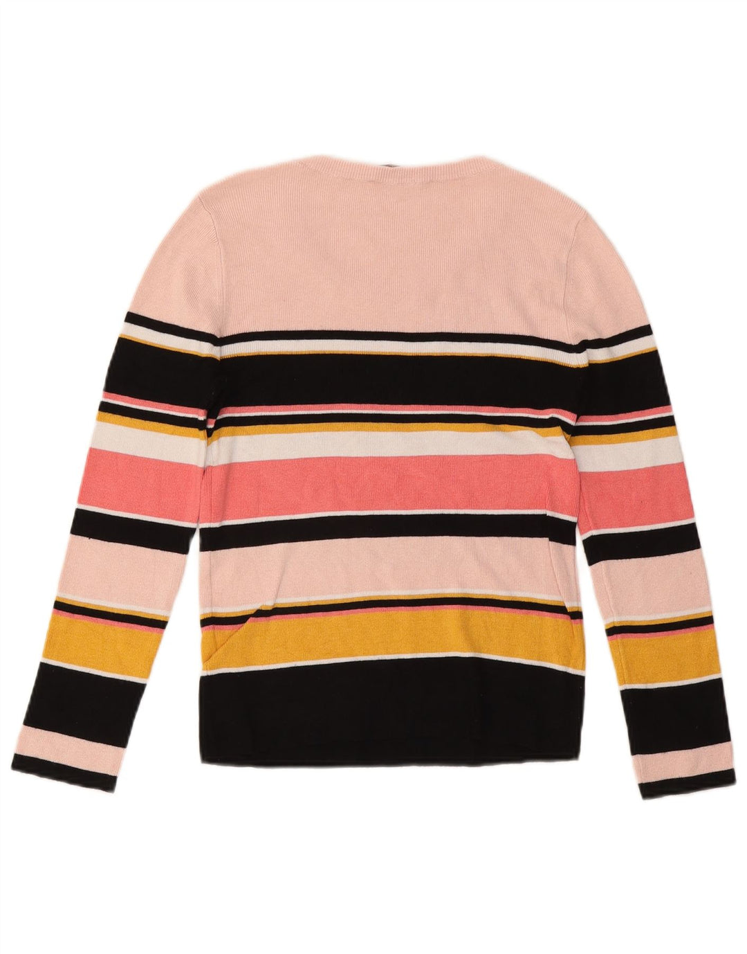 Oasis Top pentru femei cu mânecă lungă UK 12 Medium Pink Striped Viscose