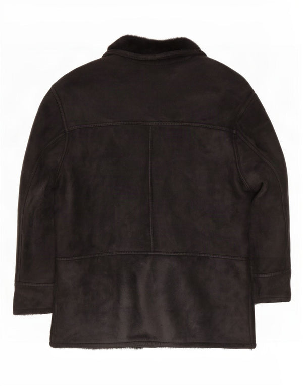 Jachetă vintage pentru bărbați din shearling UK 42 XL negru