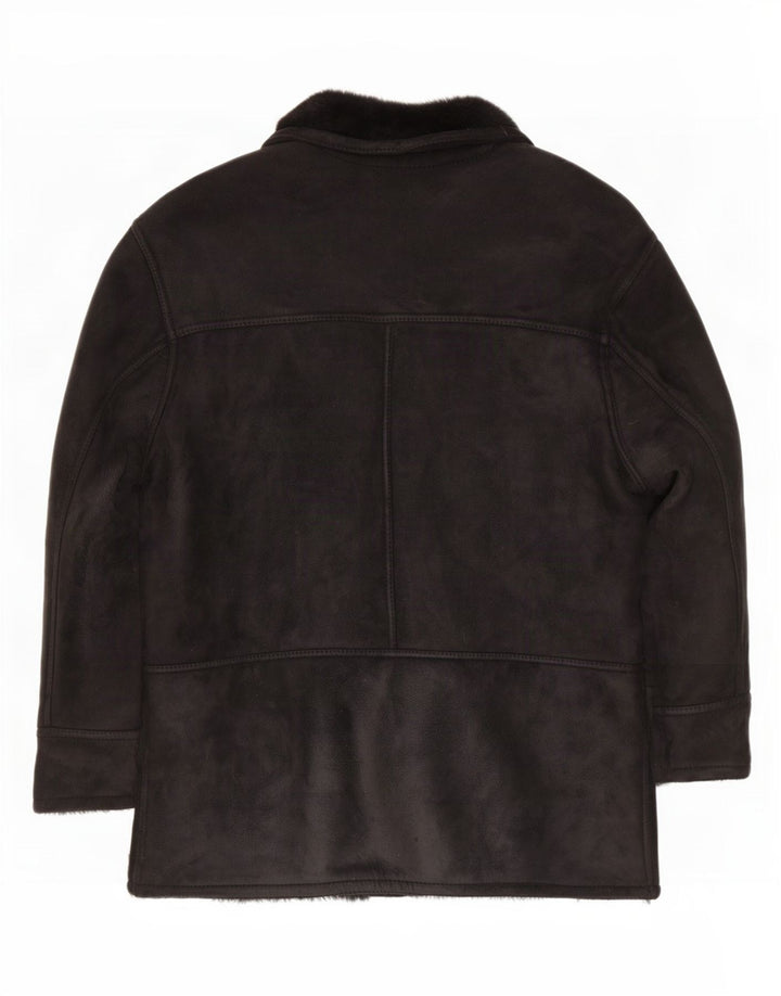 Jachetă vintage pentru bărbați din shearling UK 42 XL negru