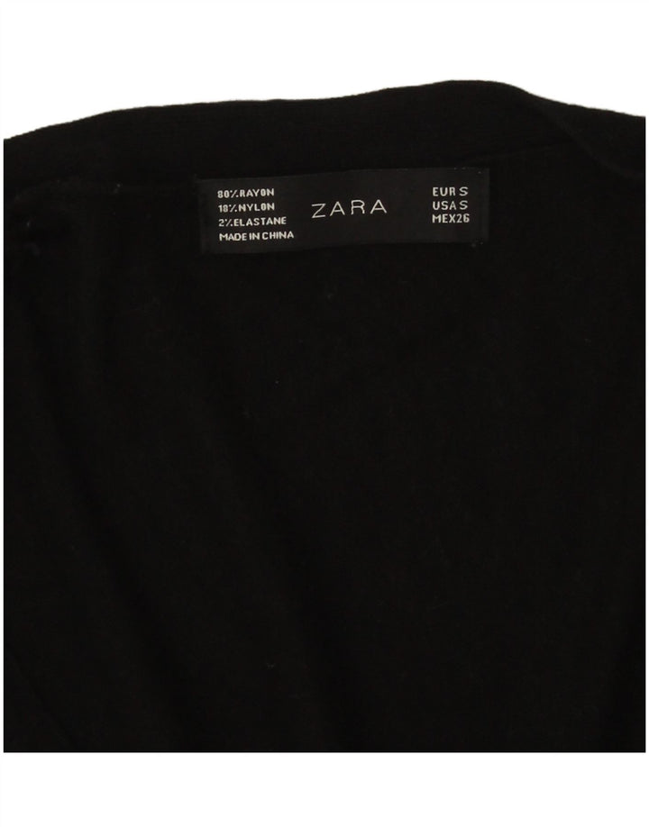 Pulover cardigan pentru femei Zara UK 10 mic, negru, raion
