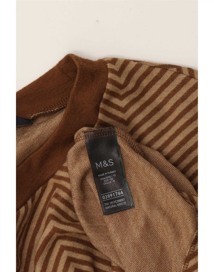 Pulover pentru femei Marks & Spencer cu decolteu rotund UK 12 Medium Brown Chevron