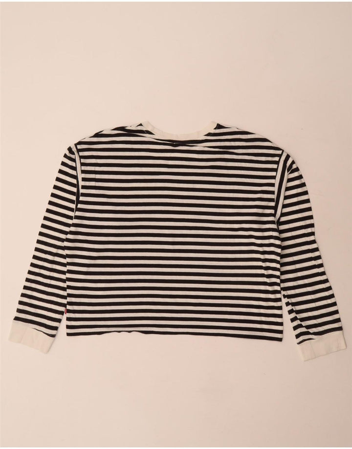 Levi's Crop Graphic Top pentru femei cu mânecă lungă UK 10 Small White Striped