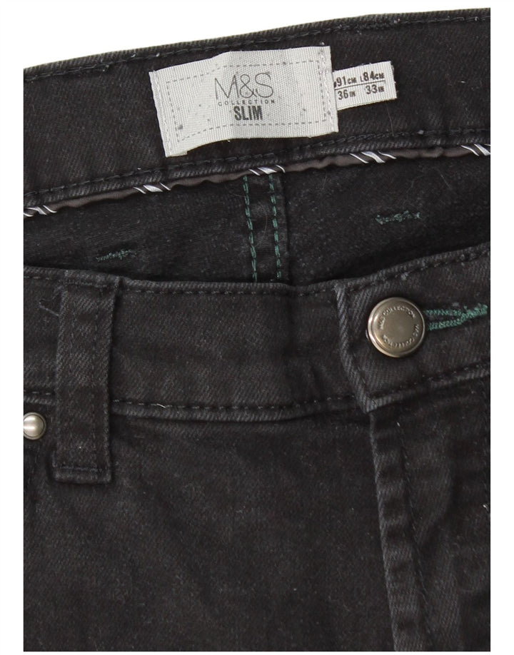 Blugi slim pentru bărbați Marks & Spencer W36 L33 bumbac negru