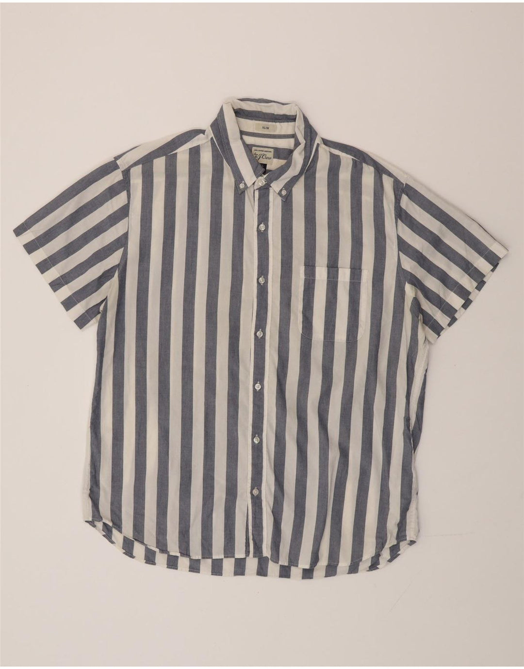 Cămașă subțire cu mânecă scurtă pentru bărbați J. CREW, bumbac cu dungi albastre