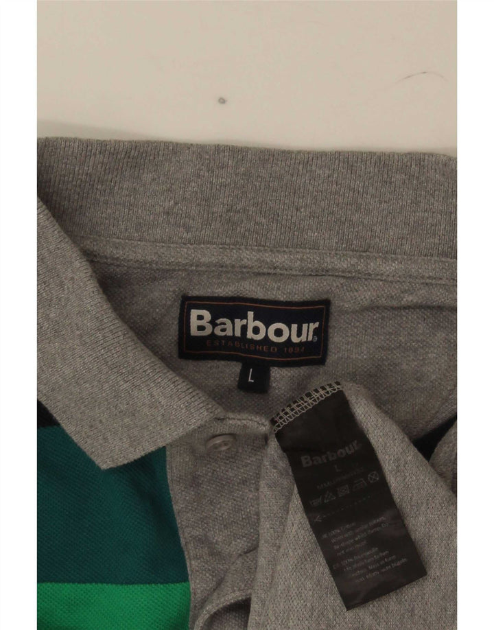 Cămașă polo Barbour pentru bărbați, mare, gri din bumbac color bloc