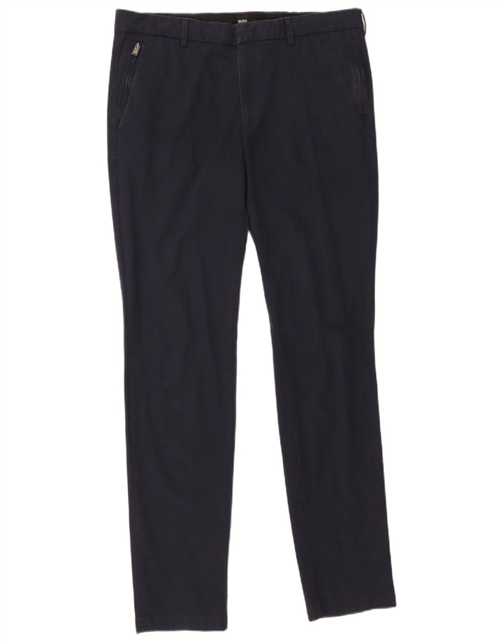 Pantaloni chino subțiri de călătorie pentru bărbați HUGO BOSS IT 48 Medium L34 L32 Bleumarin