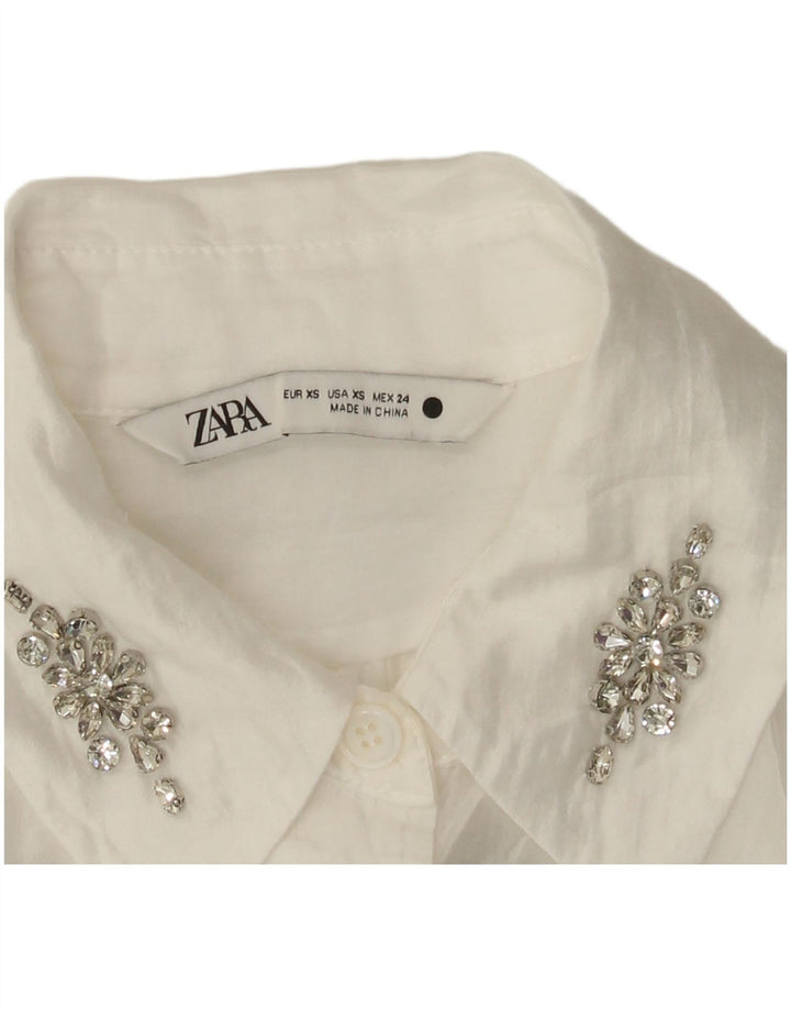 Bluză cămașă supradimensionată pentru femei ZARA UK 6 XS Albă
