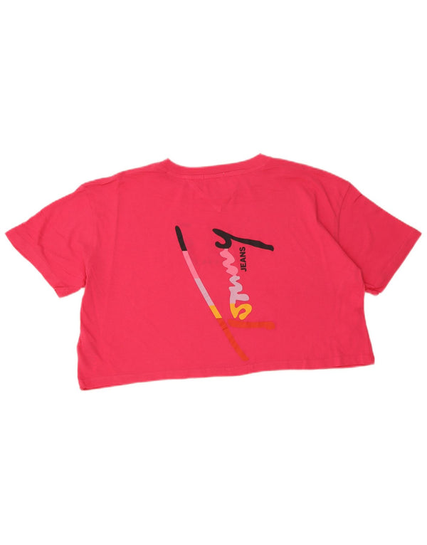 Tricou cu grafic supradimensionat pentru femei Tommy Hilfiger Top UK 14 Medium Pink