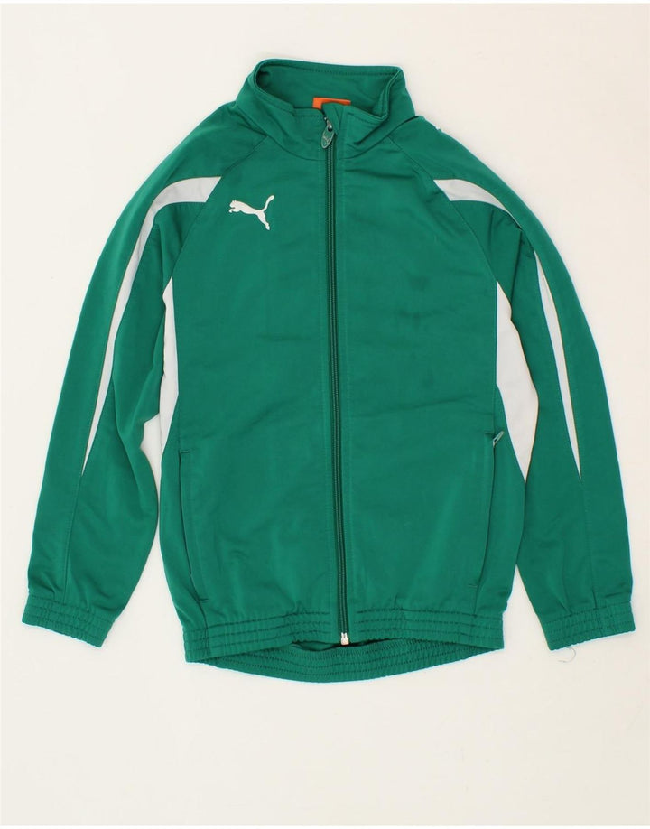 PUMA Boys Tracksuit Top Jacket 7-8 Years Small Green Colourblock Vintage Puma and Second-Hand Puma from Messina Hembry 