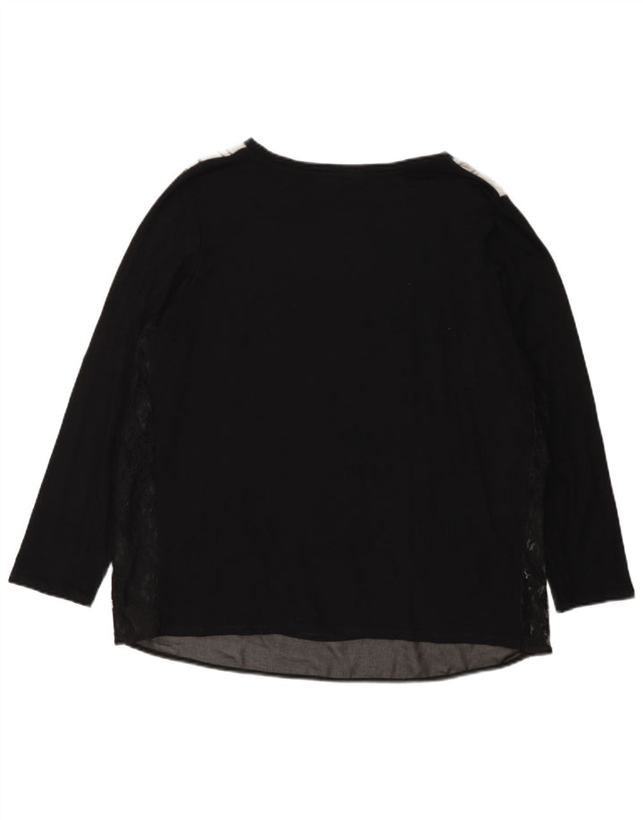 ELENA MIRO Top grafic pentru femei cu mânecă lungă UK 18 XL negru