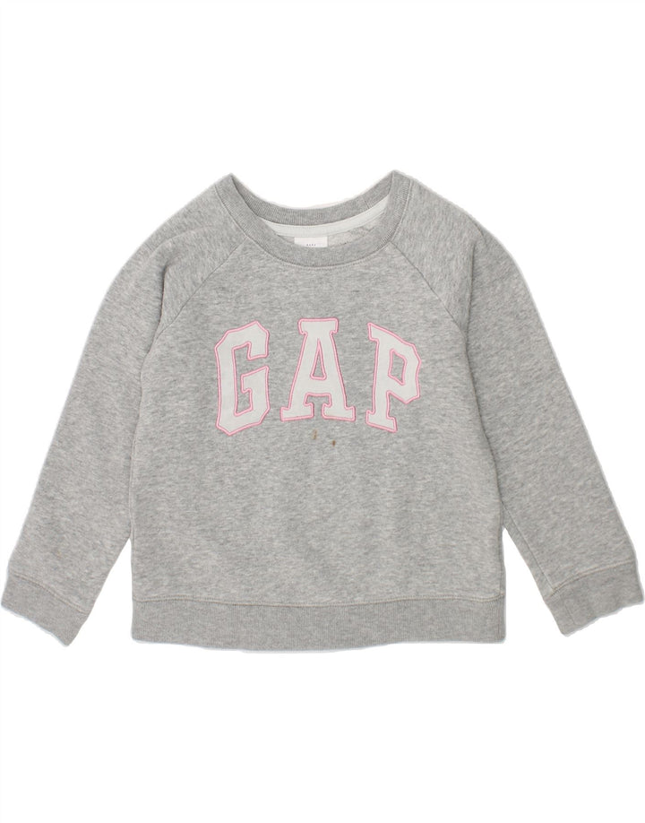 GAP Girls Graphic Sweatshirt Jumper 4-5 Years Grey Cotton Vintage Gap and Second-Hand Gap from Messina Hembry 