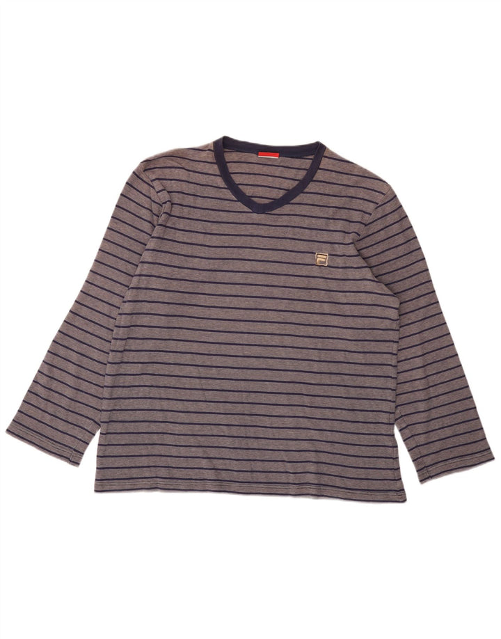 Top pentru femei Fila cu mânecă lungă UK 18 XL bleumarin cu dungi