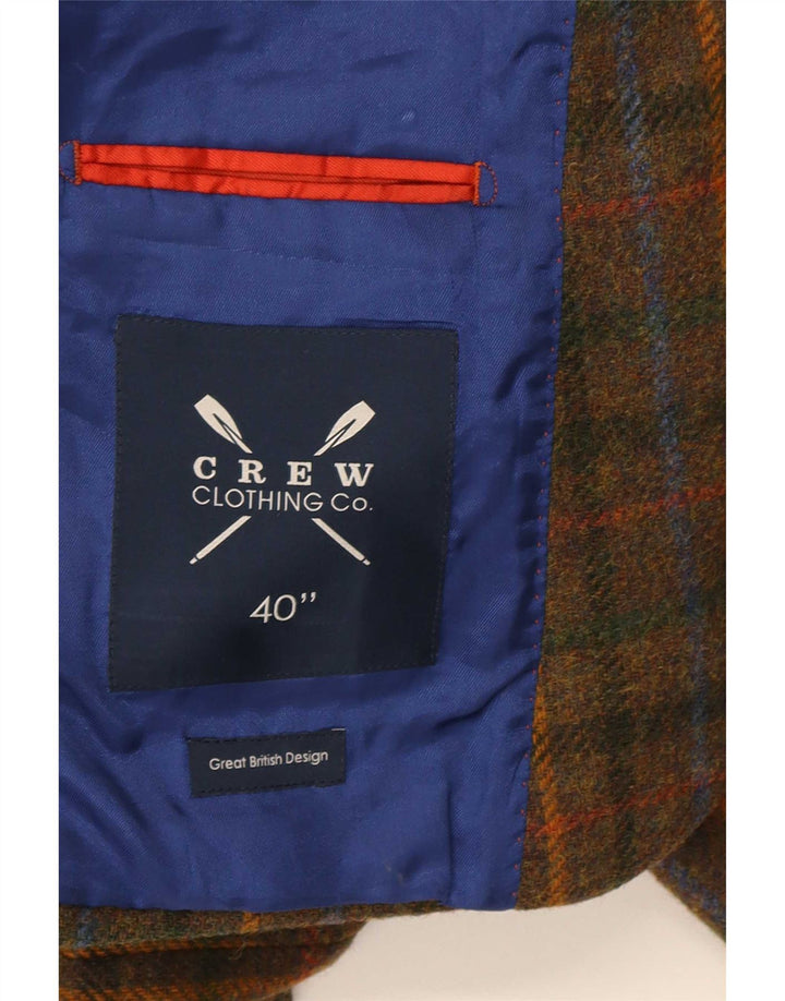 Crew Clothing Jachetă cu 2 nasturi pentru bărbați UK 38 Lână cu carouri maro mediu