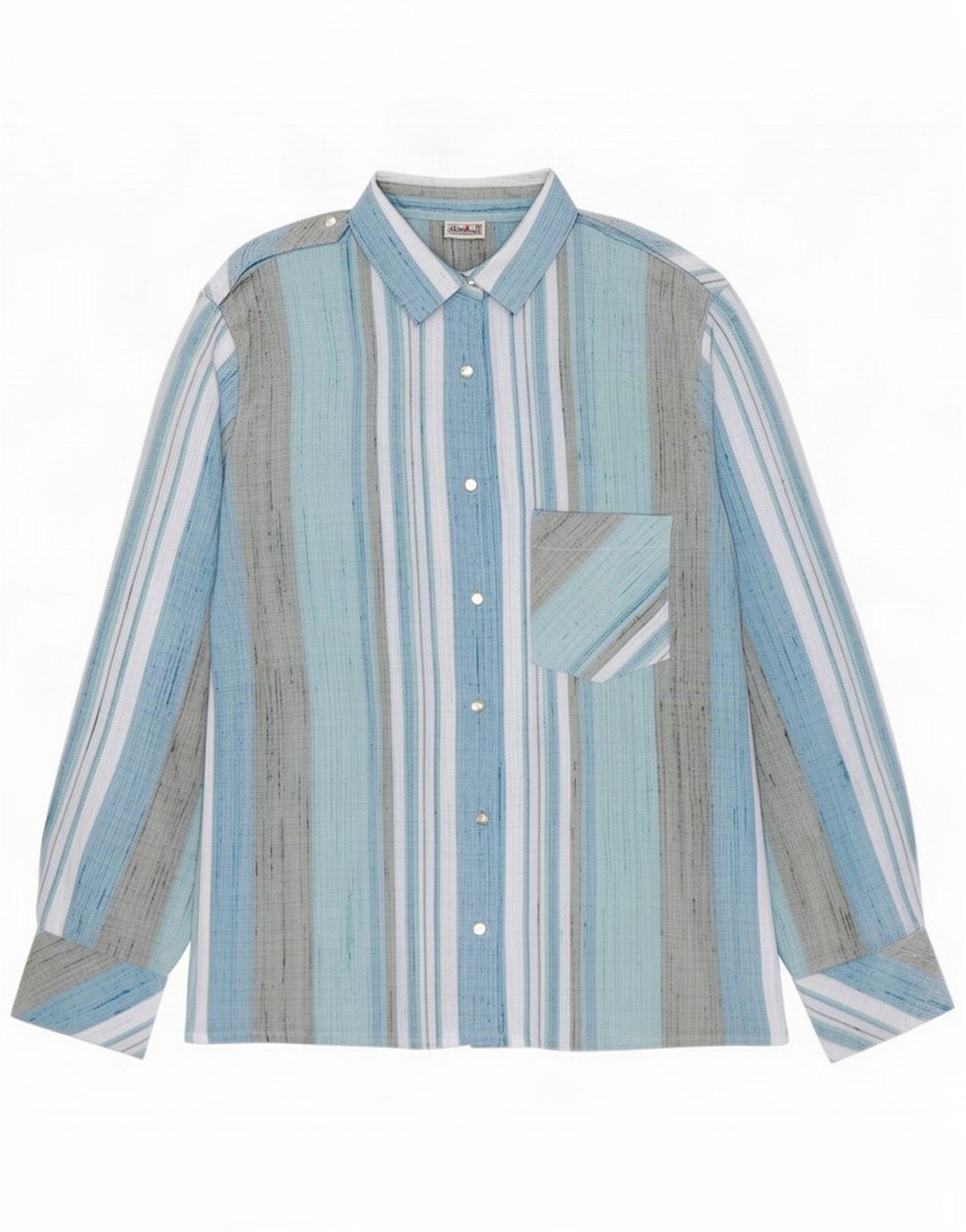 Vintage Womens Shirt EU 38 Medium Blue Striped Poliester