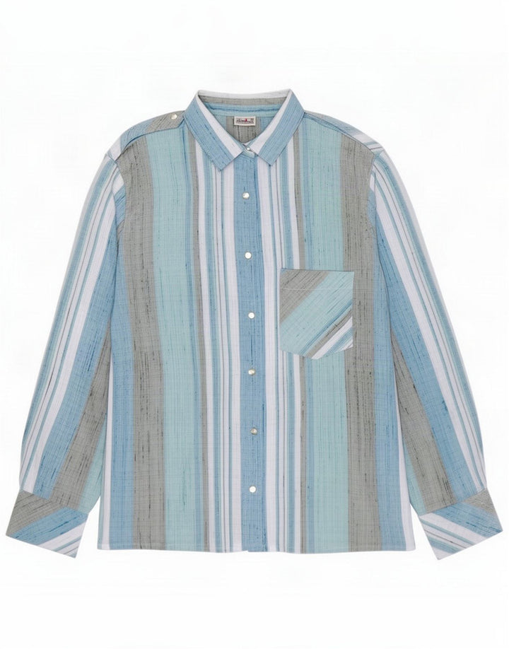Vintage Womens Shirt EU 38 Medium Blue Striped Poliester