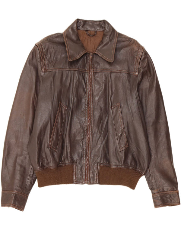 Vintage Mens Leather Jacket UK 42 XL Brown Leather