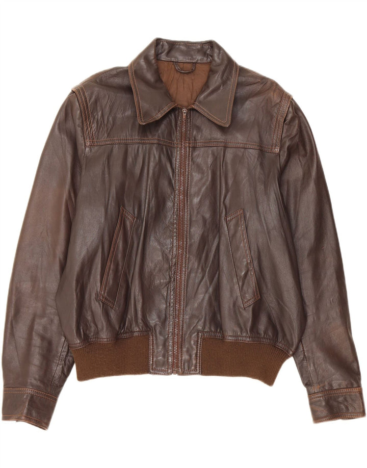Jachetă de piele vintage pentru bărbați UK 42 XL din piele maro
