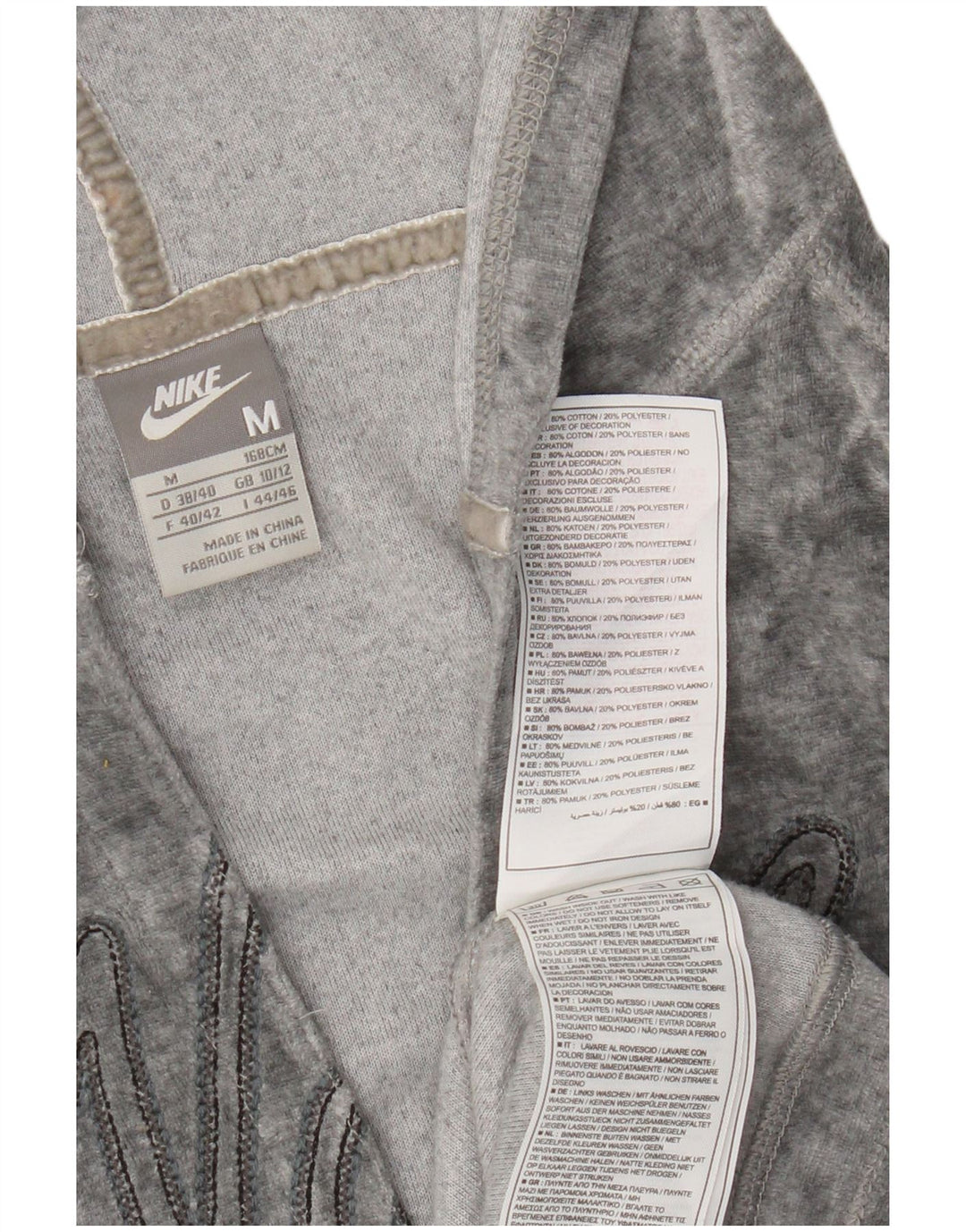 Pulover Nike cu capota cu grafic pentru femei UK 10/12, bumbac gri mediu