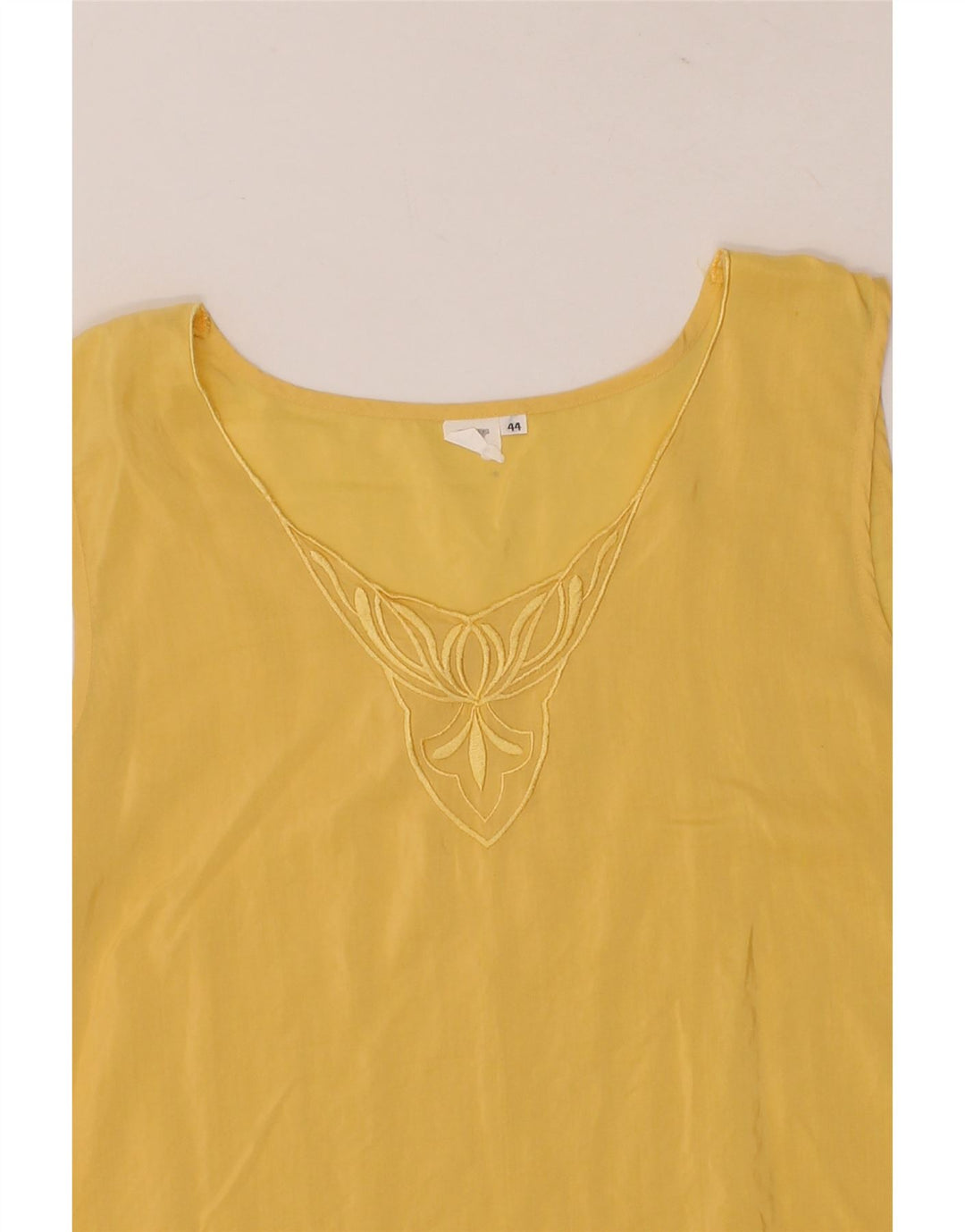 VINTAGE Womens Sleeveless Blouse Top IT 44 Medium Yellow Vintage Vintage and Second-Hand Vintage from Messina Hembry 