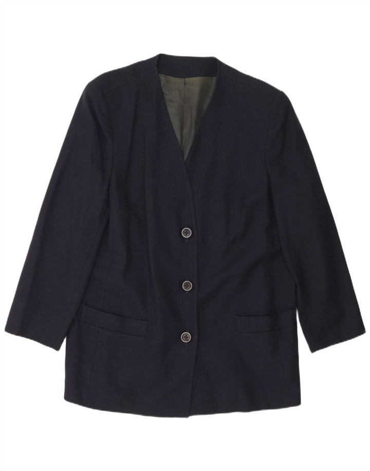Sacou blazer pentru femei Personal Choice cu 3 nasturi UK 18 XL Lână bleumarin