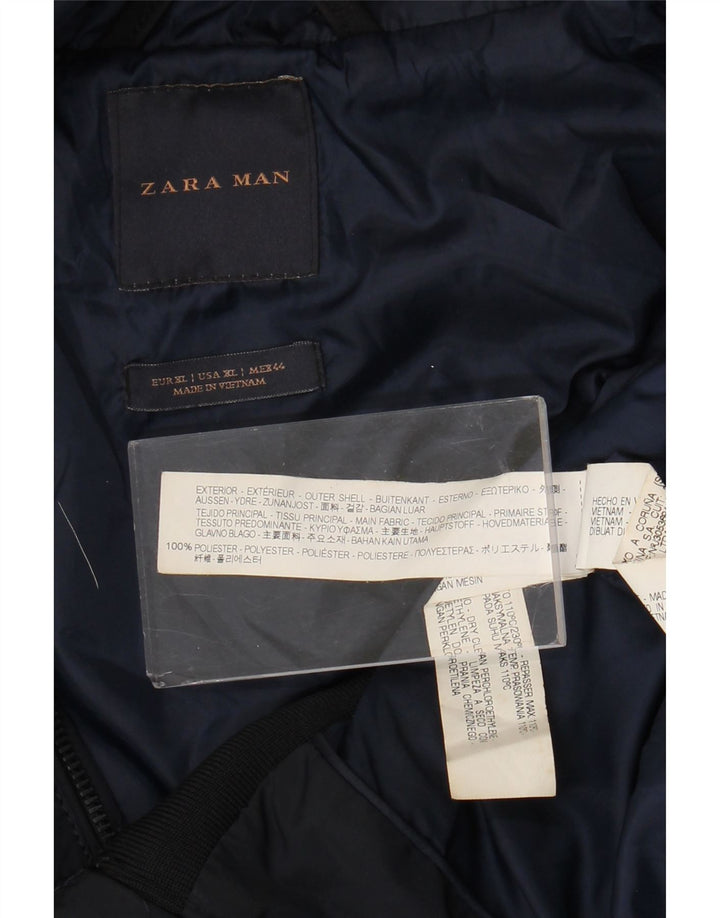 Jachetă bomber cu glugă pentru bărbați Zara UK 42 XL Bleumarin Poliester color bloc