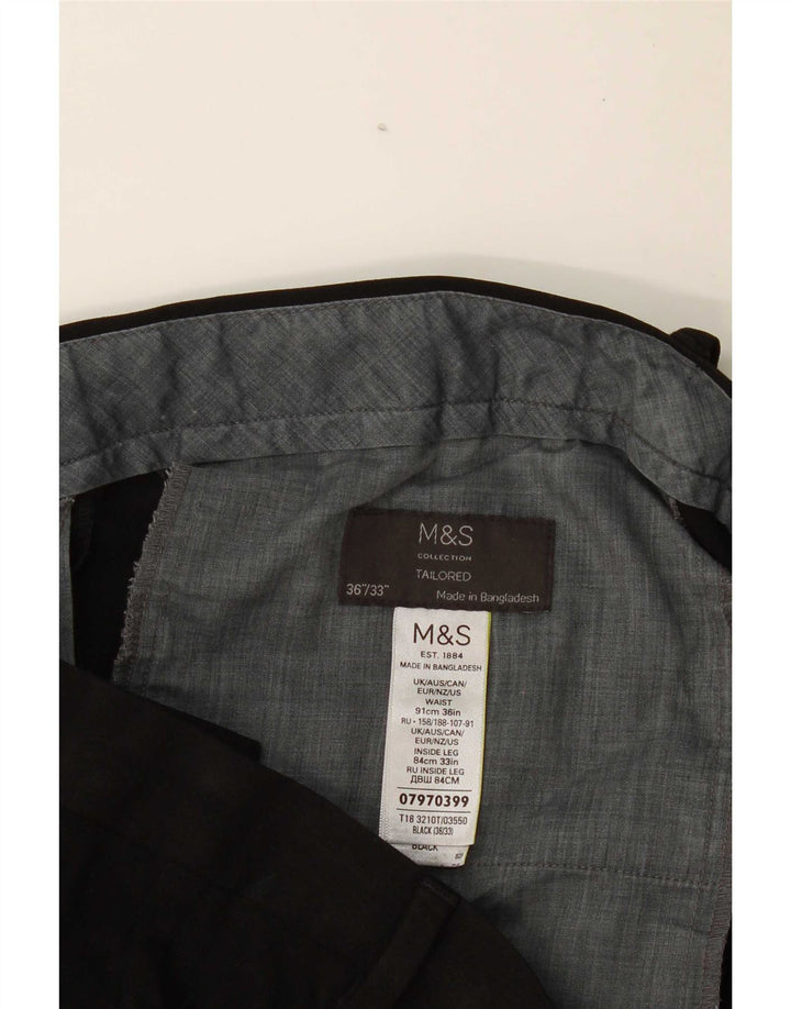 Marks & Spencer Pantaloni de costum croiți pentru bărbați L36 L33 Poliester negru