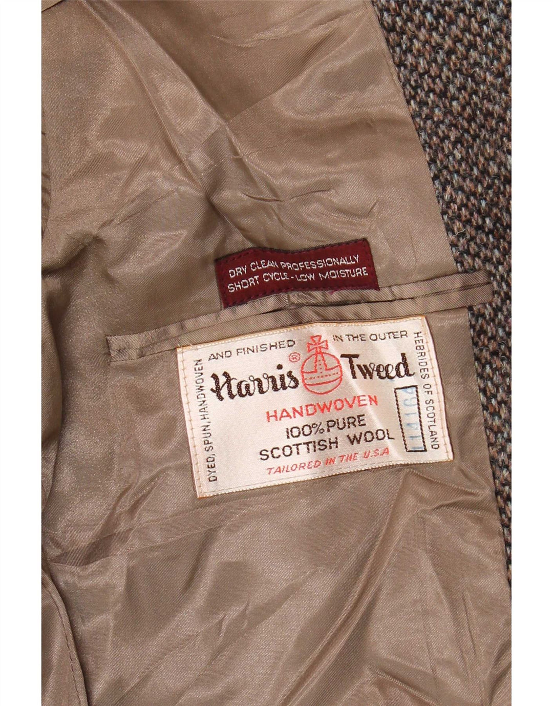 Jachetă pentru bărbați Harris Tweed, cu 2 nasturi, UK 38 Lână, gri mediu