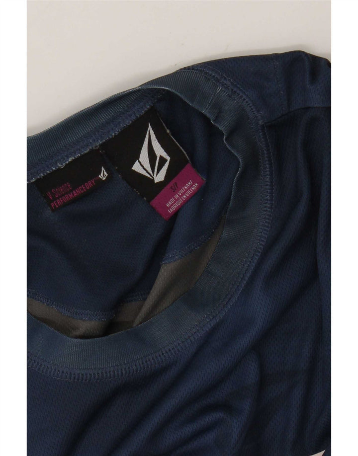 Top grafic pentru bărbați Volcom cu mânecă lungă, mic, bleumarin