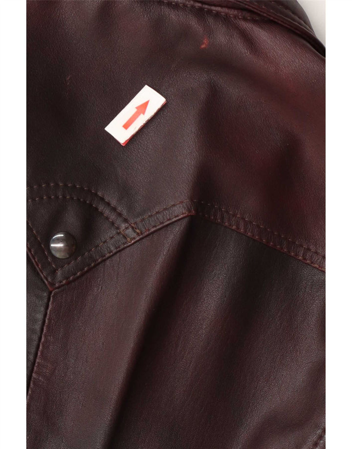 Geacă de piele vintage pentru bărbați IT 50 Large Burgundy