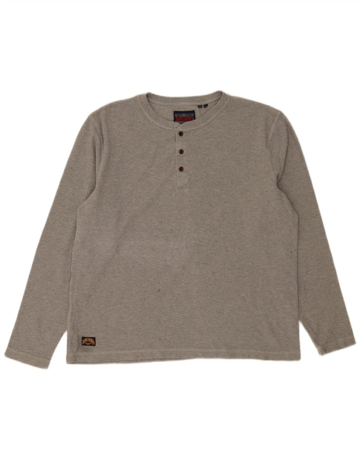 Top pentru bărbați Superdry cu mânecă lungă 2XL, bumbac gri