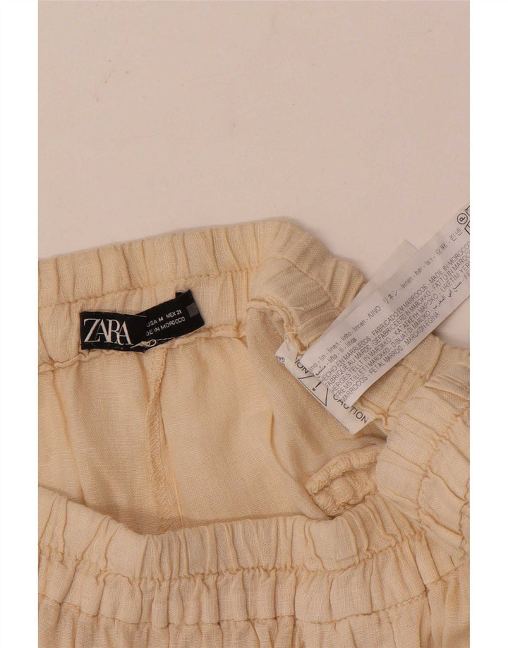 Pantaloni scurți casual pentru femei Zara Medium W28 din in alb