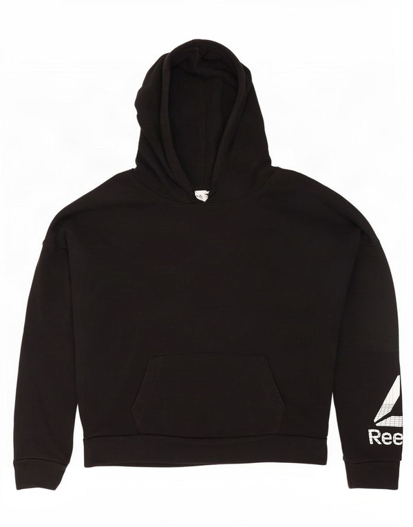 Pulover Reebok pentru femei Graphic Oversized Hoodie UK 12/14 Bumbac mediu negru