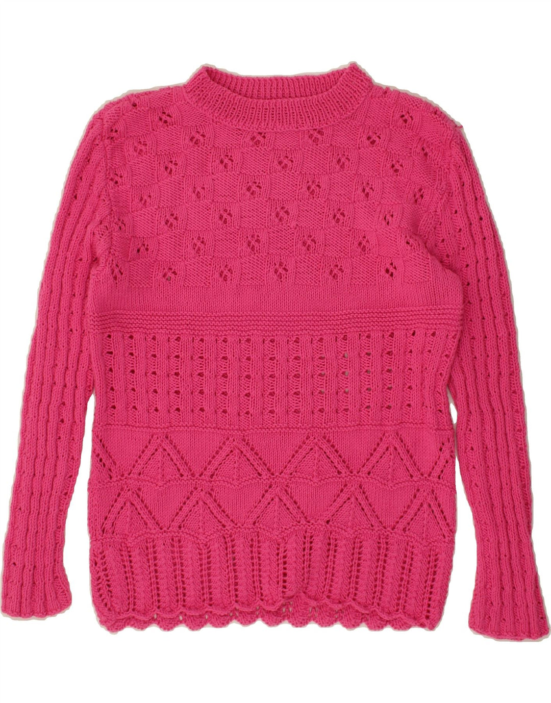 VINTAGE Womens Boat Neck Jumper Sweater UK 14 Medium Pink Vintage Vintage and Second-Hand Vintage from Messina Hembry 