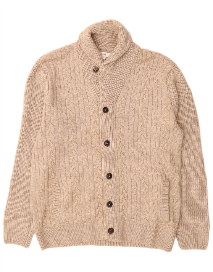 Pulover cardigan pentru bărbați Marks & Spencer, mare, bej, poliester