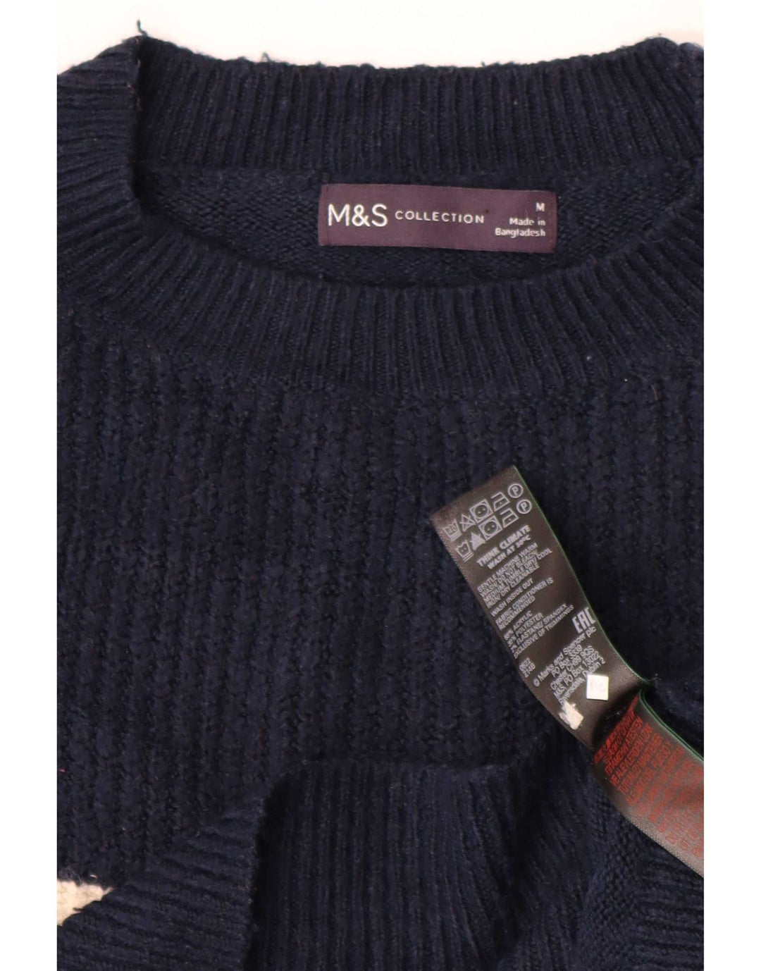 Pulover pentru femei Marks & Spencer cu decolteu triplu UK 14 Medium Bleumarin