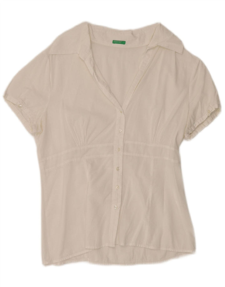 Cămașă Benetton cu mânecă scurtă pentru femei UK 12 Medium White